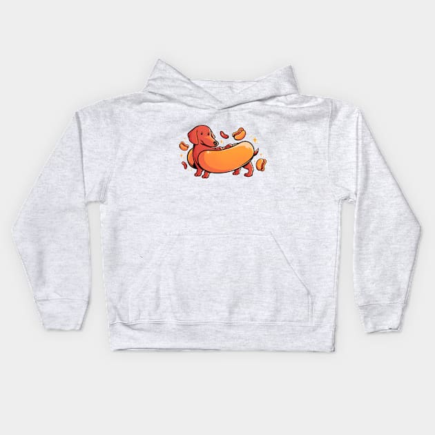 Hot Doggo - Cute Dachshund Dog Gift Kids Hoodie by eduely